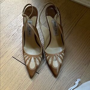 Jimmy Choo Brown and Cream Heels